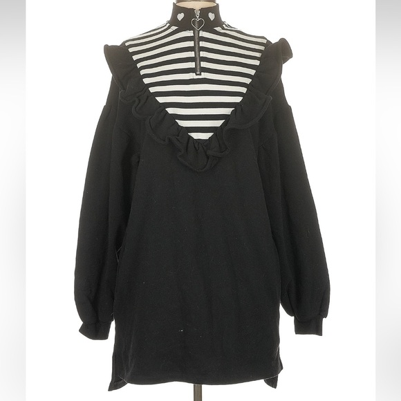 Lazy Oaf Dresses & Skirts - NWT Lazy Oaf Ruffle Sweater Dress Black Size Small